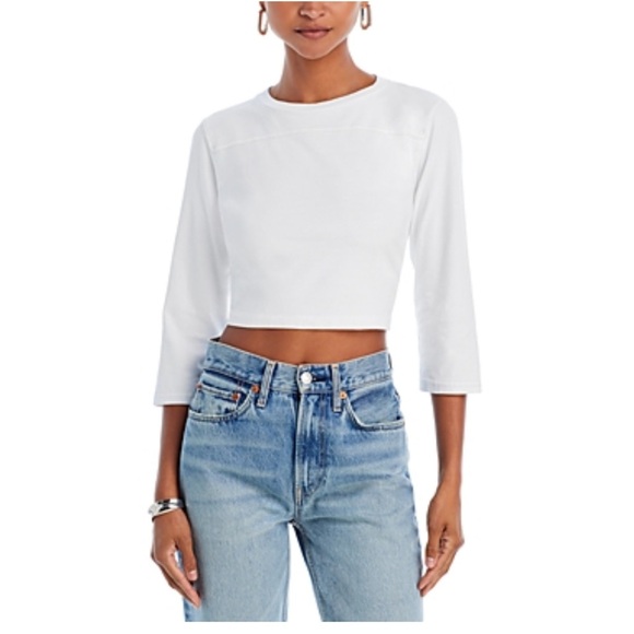 Re/Done Cropped Varsity Tee. - Picture 1 of 5